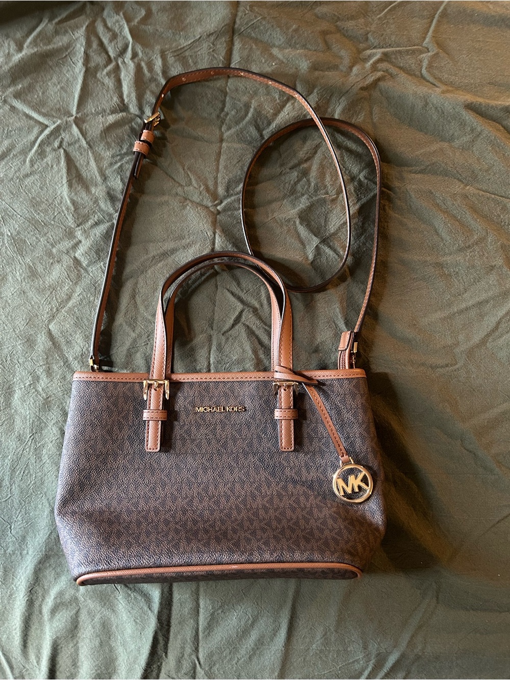 Michael Kors Brown and Tan Signature Crossbody Satchel